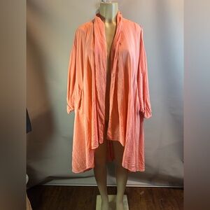 VTG LAISE ADZER 100% Silk Kimono Waterfall Open Front One Size Lagenlook Boho
